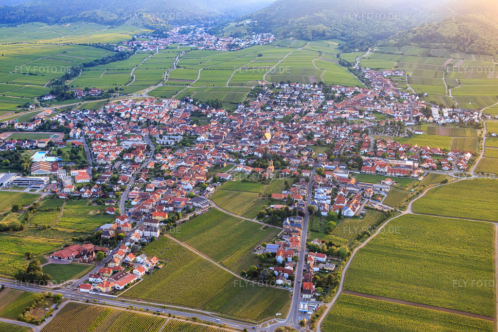 Luftbild: Ortsansicht von Osten in Maikammer im Bundesland Rheinland-Pfalz in Deutschland. – Foto: IMG_082772.jpg vom 25.06.2015 durch Werner Riehm/FLY-FOTO.de – Auflösung des Originals: 5472 x 3648 px