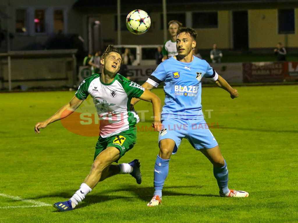 VST Völkermarkt - SVG Bleiburg 2-2, Kärntner Liga 2. Runde | Raphael Kulterer (VST Völkermark #20) Alen Martinovic (SVG Bleiburg #18) VST Völkermarkt - SVG Bleiburg 2-2 am 08.08.2023 in Völkermarkt
(Lilienberg Arena), Austria, (Photo by Ernst Krawagner sport-fan.at) - Realisiert mit Pictrs.com