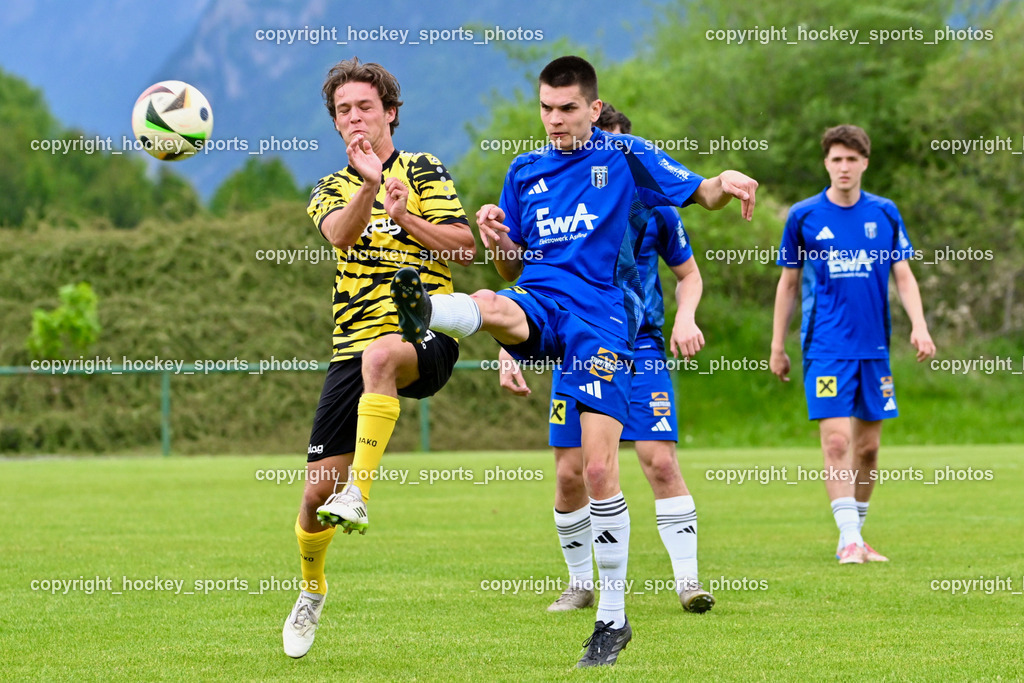 FC Faakersee vs. URC Thal Assling | #5 Cajetan Maria Thaddäus Kolig FC Faakersee, #19 David Bürgler URC Thal Assling, FC Faakersee vs. URC Thal Assling, FC Faakersee vs. URC Thal Assling am 04.05.2025 in Finkenstein (Sportplatz Finkenstein), Austria, (Photo by Bernd Stefan)