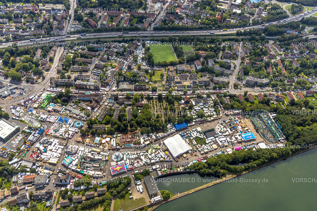Herne230802721 | Luftbild, Cranger Kirmes Volksfest und Fahrgeschäfte, Unser Fritz, Herne, Ruhrgebiet, Nordrhein-Westfalen, Deutschland