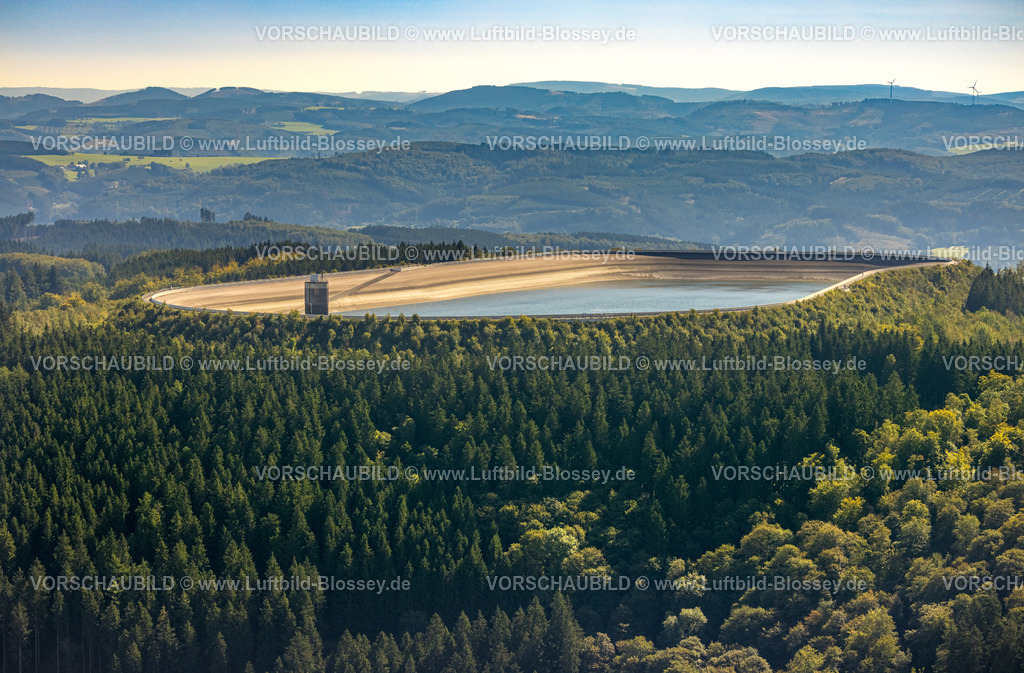 Finnentrop230908433Roenkhausen | Luftbild, Pumpspeicherwerk Oberbecken, Fernsicht, Schönholthausen, Finnentrop, Sauerland, Nordrhein-Westfalen, Deutschland