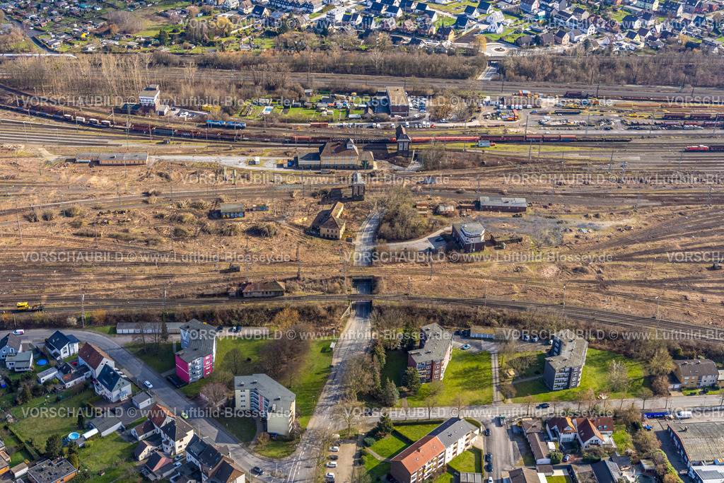 Hamm230215549 | Luftbild, Rangierbahnhof Hamm, Günterstraße, ehemaliges Stellwerk, Stadtbezirk Pelkum, Hamm, Ruhrgebiet, Nordrhein-Westfalen, Deutschland