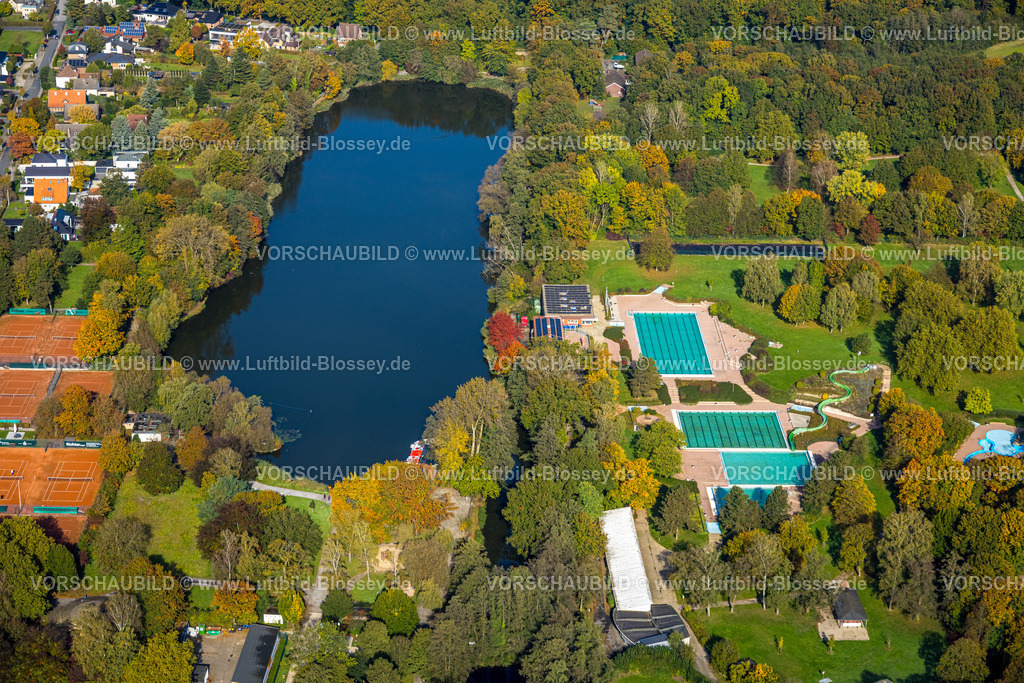 Luenen241012387 | Luftbild, Cappenberger See mit Freibad, Nordlünen, herbstlicher Wald, Lünen, Ruhrgebiet, Nordrhein-Westfalen, Deutschland