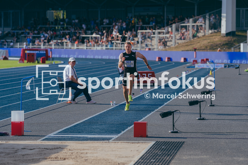 Deutsche Meisterschaften der Frauen und Männer 2026 | Luka Herden, LG Brillux Münster, Weitsprung, Deutsche Meisterschaften der Frauen und Männer 2026, Lohrheidestadion Bochum-Wattenscheid, 25.07.2026. Foto: Marcel Schwering / sportimfokus - Realisiert mit Pictrs.com