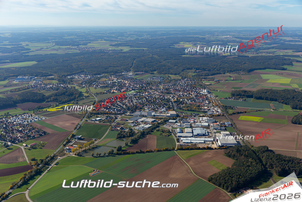 aktuelles Luftbild von  Heilsbronn - Luftaufnahme wurde 2019 von https://frankenair.de mittels Flugzeug (keine Drohne) erstellt.