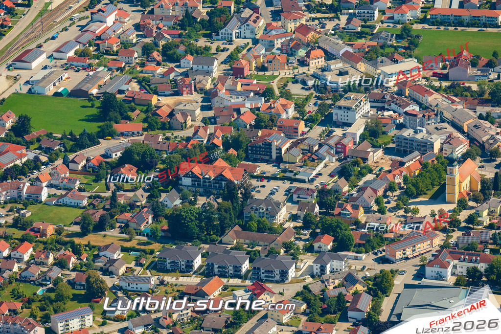 Luftaufnahme der Stadt Pocking - Die Luftaufnahme wurde 2025 vom UL-Flugzeug heraus erstellt ( keine Drohne ) - Hochauflösende Luftaufnahme - für professionelle Ausdrucke geeignet. Die Geschenkidee !Mit Lizenz und Bildrechte bestellbar