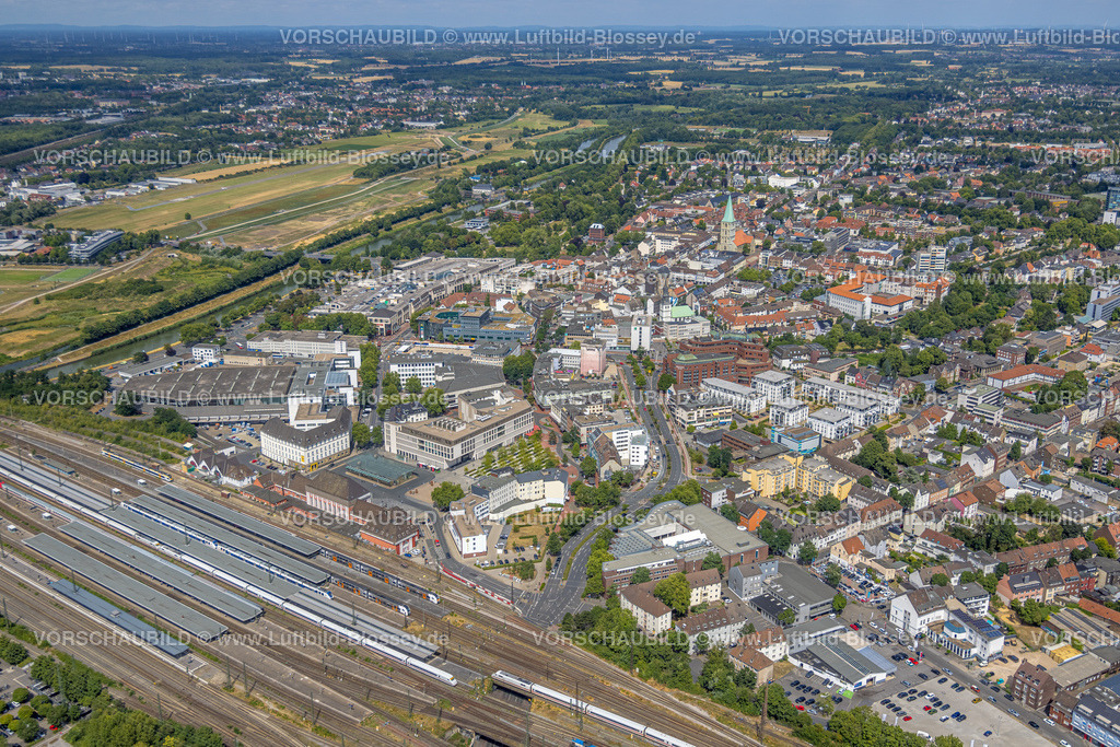 Hamm220707133 | Luftbild, Hamm Westf. Hauptbahnhof, Empfangsgebäude, City, Mitte, Hamm, Ruhrgebiet, Nordrhein-Westfalen, Deutschland