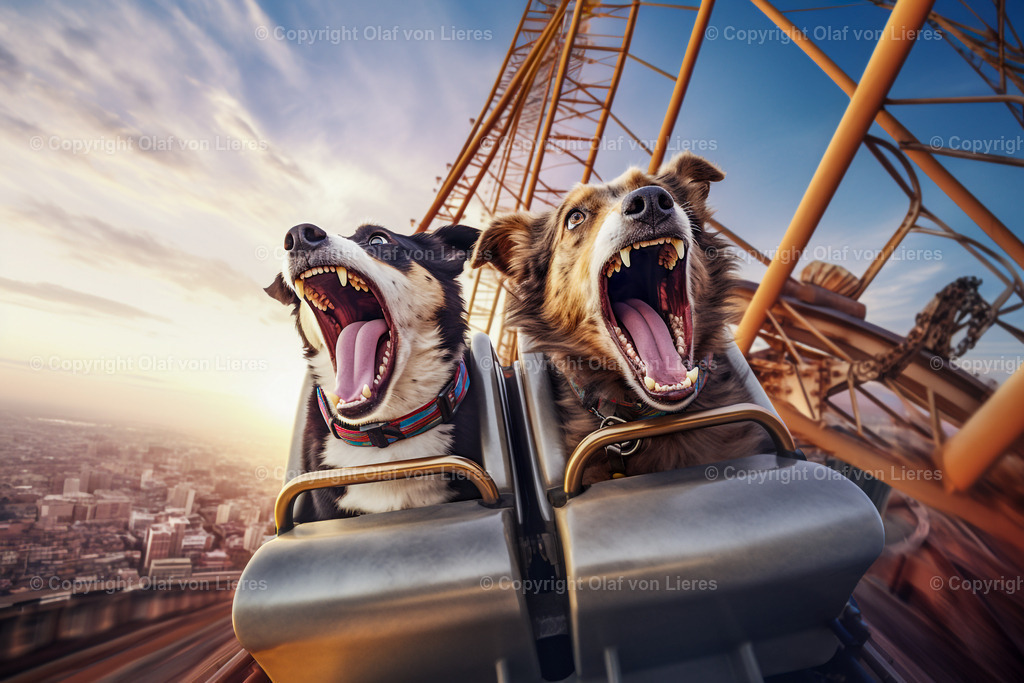 Hunde auf der Achterbahn | Hunde fahren Achterbahn auf der Kirmes
