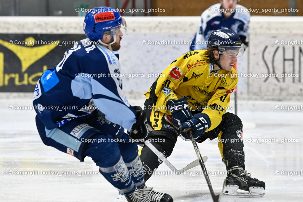 EC Hornets Spittal vs. ESC Steindorf 23.2.2024 | #61 Friedrich Daniel ESC Steindorf, #10 Ortner Philipp EC Hornets Spittal, EC Hornets Spittal vs. ESC Steindorf 23.2.2024, EC Hornets Spittal vs. ESC Steindorf 23.2.2024 am 23.02.2024 in Spittal an der Drau (Eissportzentrum Spittal), Austria, (Photo by Bernd Stefan)