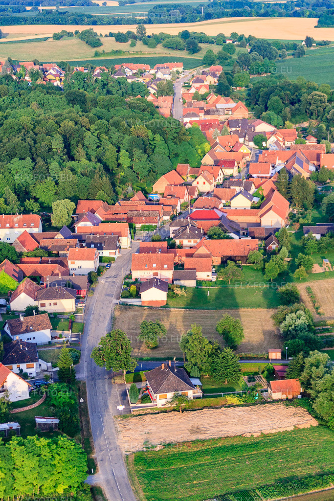 Vue aérienne: Rue de Niederlauterbach à Neewiller-près-Lauterbourg dans le département Bas Rhin, France – .Photo: IMG_30636.jpg prise le 09/07/2010 par Werner Riehm/FLY-FOTO.eu – Résolution de l'original: 3092 x 4637 px