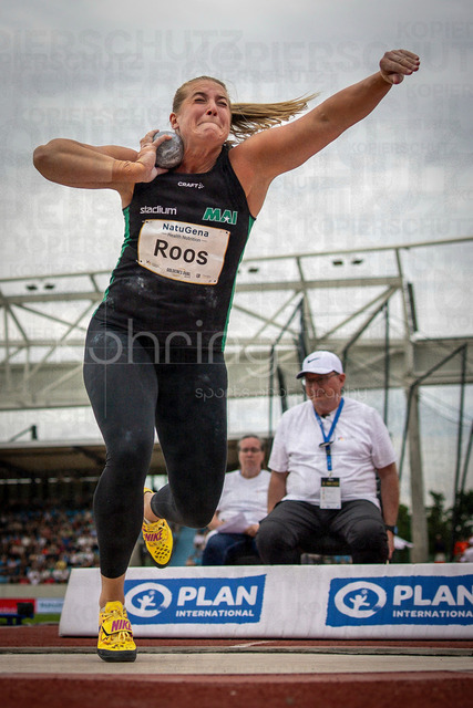 Golden Oval; Dresden, 31.05.2026 | DRESDEN , GERMANY - MAY 31:  Fanny Roos (SWE / Sweden) competes in the women’s shot put during the Golden Oval Continental Tour Silver meeting on May 31, 2026 at Heinz-Steyer-Stadion in Dresden, Saxony, Germany.