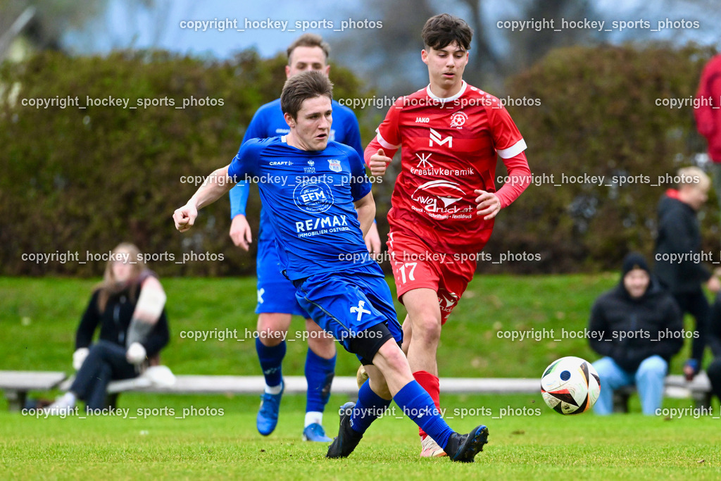 SV Rothenthurn vs. Union Matrei | #11 Philipp Wibmer Matrei, #17 Janis Pflügl SV Rothenthurn, SV Rothenthurn vs. Union Matrei, SV Rothenthurn vs. Union Matrei am 09.11.2024 in Rothenthurn (Sportplatz Rothenthurn), Austria, (Photo by Bernd Stefan)