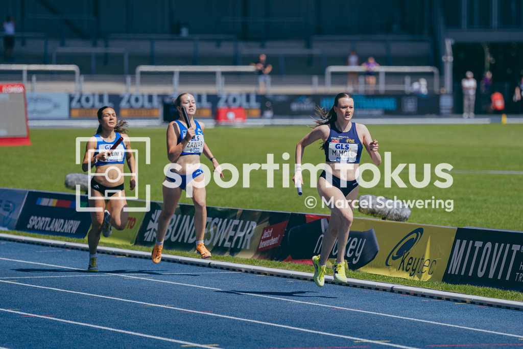 Deutsche Meisterschaften der Frauen und Männer 2026 | Marlene Moll, Post-Sportverein Trier, U20 4x400-Meter-Staffel, Deutsche Meisterschaften der Frauen und Männer 2026, Lohrheidestadion Bochum-Wattenscheid, 25.07.2026. Foto: Marcel Schwering / sportimfokus - Realisiert mit Pictrs.com
