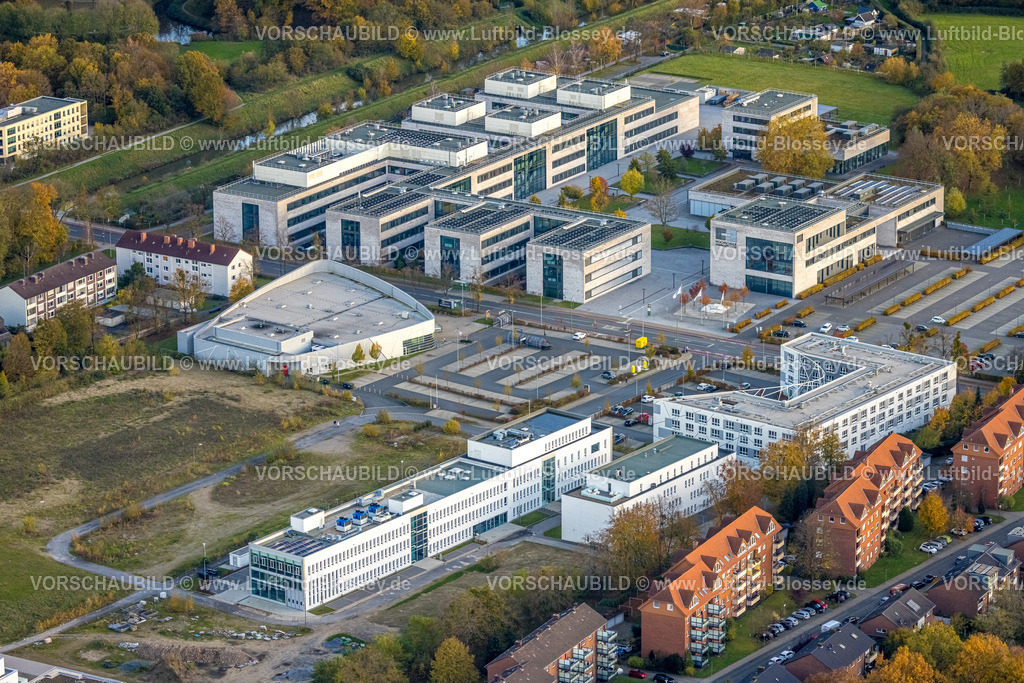 Hamm231101899 | Luftbild, HSHL Hochschule Hamm-Lippstadt Campus Hamm, Baustelle und Neubau WissenschaftsQuartier SCI:Q Science Quarter Paracelsuspark, Mitte, Hamm, Ruhrgebiet, Nordrhein-Westfalen, Deutschland