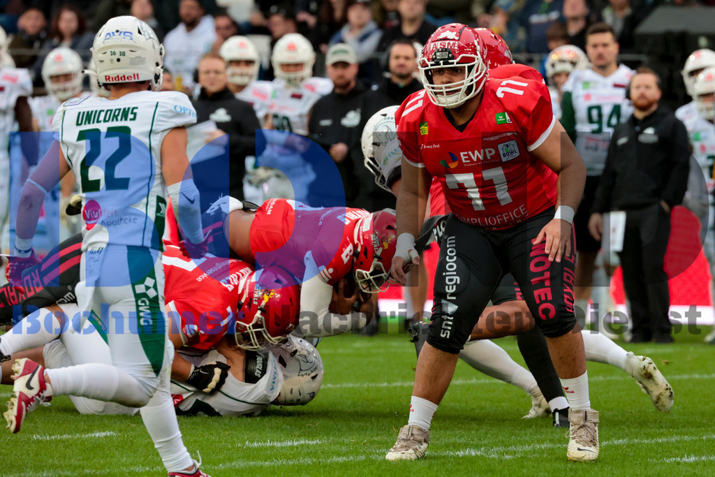  14.10.2023 - 
 | Sebastian Sendlak / Bochumer Nachrichtendienst (BOND) - GFL-Bowl 2023: Schwaebisch Hall Unicorns vs. Potsdam Royals - Realisiert mit Pictrs.com