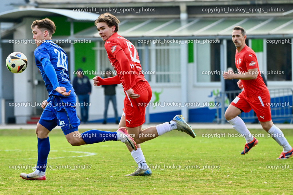 KAC 1909 vs. Union Matrei | #28 Michael Berger Union Matrei, #12 Noa Mosser KAC 1909, #15 Manuel Wallner KAC 1909,  KAC 1909 vs. Union Matrei, KAC 1909 vs. Union Matrei am 21.03.2026 in Klagenfurt (Sportplatz KAC), Austria, (Photo by Bernd Stefan)
