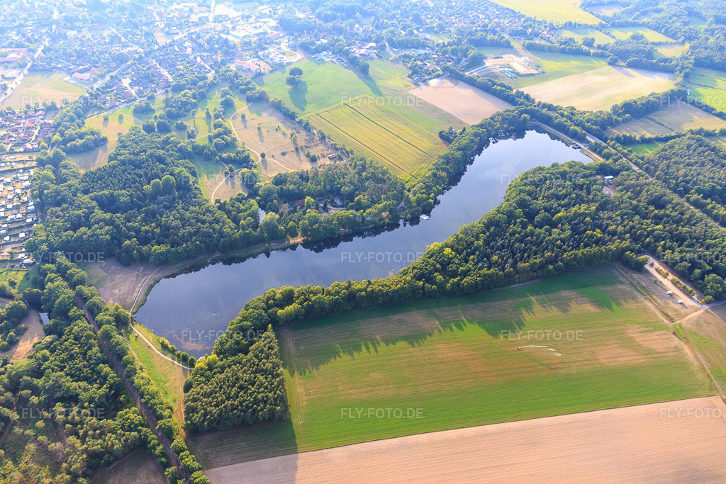 Luftbild: Lopausee in Amelinghausen im Bundesland Niedersachsen in Deutschland. Foto: IMG_110055.jpg vom 16.08.2018 durch Werner Riehm/FLY-FOTO.de