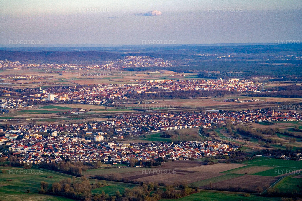 Luftbild: Ortsansicht von Nordwesten im Ortsteil Rohrhof in Brühl im Bundesland Baden-Württemberg in Deutschland. Foto: IMG_10132.jpg vom 29.03.2008 durch Werner Riehm/FLY-FOTO.de