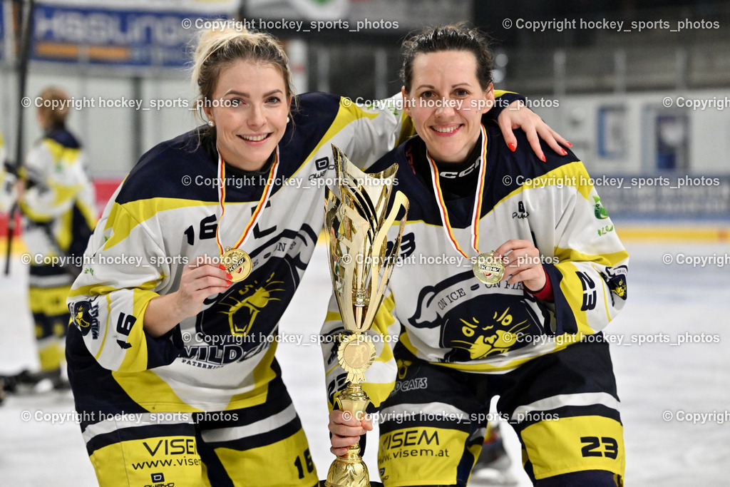 WILDCATS PATERNION & Lady Hawks Siegerehrung-Meisterfeier | #16 Anton Sandra WILDCATS PATERNION, #23 Stuppnig Iris WILDCATS PATERNION, WILDCATS PATERNION &amp; Lady Hawks Siegerehrung-Meisterfeier, WILDCATS PATERNION &amp; Lady Hawks Siegerehrung-Meisterfeier am 12.03.2025 in Steindorf (Ossiachersee Halle), Austria, (Photo by Bernd Stefan)