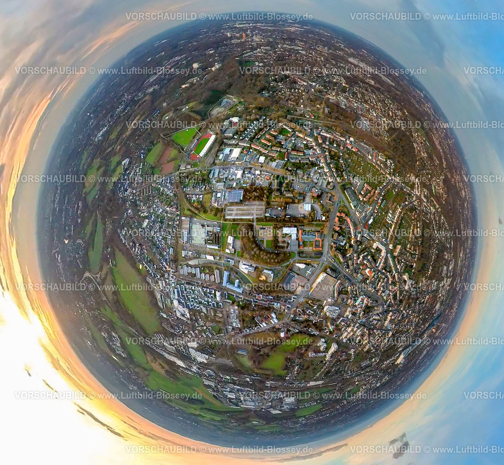 Bochum2301fish0001WattenscheidZecheHolland | Luftbild, Zeche Holland, Fisheye Aufnahme, Fischaugen Aufnahme, 360 Grad Aufnahme, Wattenscheid, Bochum, Ruhrgebiet, Nordrhein-Westfalen, Deutschland