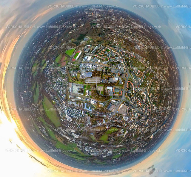 Bochum2301fish0001WattenscheidZecheHolland | Luftbild, Zeche Holland, Fisheye Aufnahme, Fischaugen Aufnahme, 360 Grad Aufnahme, Wattenscheid, Bochum, Ruhrgebiet, Nordrhein-Westfalen, Deutschland