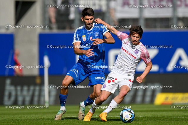 AUT, Admiral Bundesliga, FC Blau Weiss Linz vs FK Austria Wien | 18.05.2024, Hofmann Personal Stadion Linz, AUT, Admiral Bundesliga, FC Blau Weiss Linz vs FK Austria Wien, im Bild  Alem Pasic (Blau Weiss Linz) vs Dominik Fitz (Austria Wien)


// Admiral Bundesliga Match between FC Blau Weiss Linz vs FK Austria Wien in Linz, Austria on 2024/05/18
