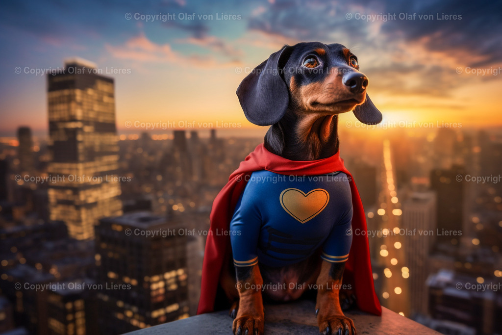 Dackel als Superheld | Dachshund als Supermann