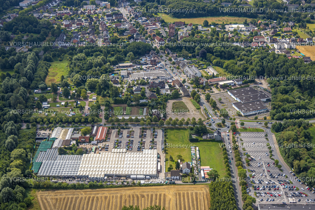 Hamm250700394Heessen | Luftbild, Gartencenter Bintig am Sachsenring mit Parkplatz, Kreisverkehr Sachsenring, rechts ehemaliger Praktiker Baumarkt, Wohngebiet an der Münsterstraße, Ortsansicht Stadtbezirk Heessen, Hamm, Ruhrgebiet, Nordrhein-Westfalen, Deutschland