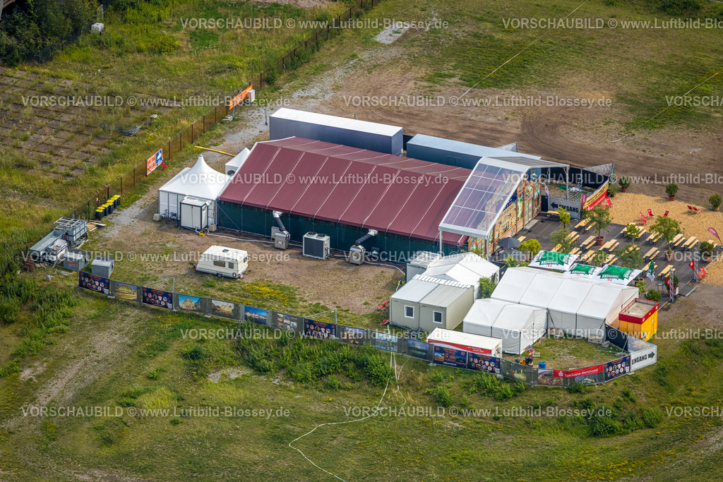 Dortmund250803879 | Luftbild, Spiegelzelt RuhrHOCHdeutsch auf Phoenix-West Gelände, Hörde, Dortmund, Ruhrgebiet, Nordrhein-Westfalen, Deutschland
