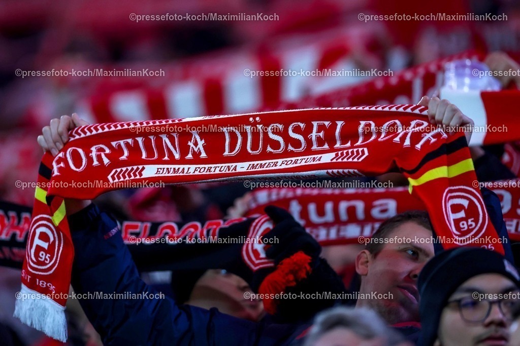 Due17012502120 | 17.01.2025, Fußball, Fortuna Düsseldorf - SV Darmstadt 98, 2.. Fußball Bundesliga, 18. Spieltag, Merkur Spiel-Arena, Saison 2024 2025: Fans mit Schal Fanschal Schalparade Symbolbild FeatureDFB regulations prohibit any use of photographs as image sequences and or quasi-video.