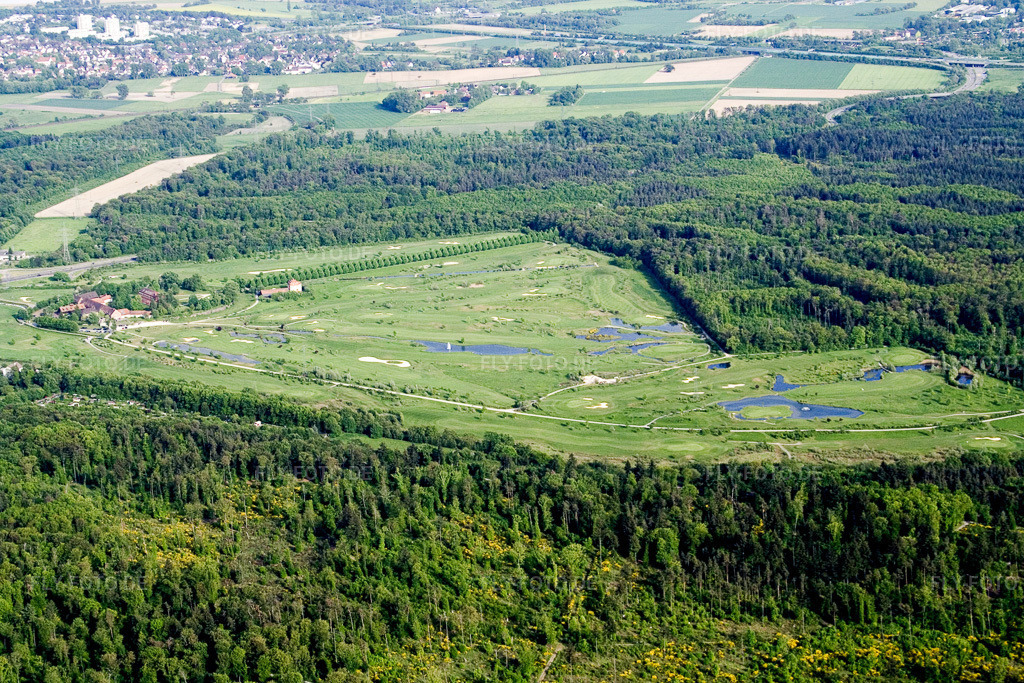 Luftbild: Golfplatz Gut Scheibenhard im Ortsteil Beiertheim-Bulach in Karlsruhe im Bundesland Baden-Württemberg in Deutschland. Foto: IMG_1925.jpg vom 14.05.2006 durch Werner Riehm/FLY-FOTO.de
