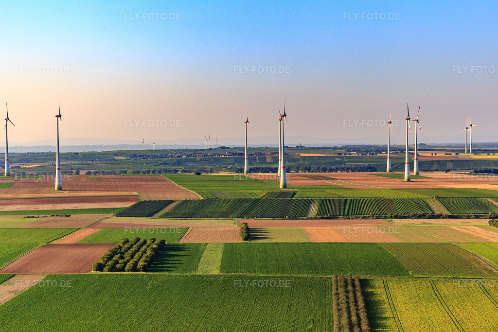 Luftbild: Windpark Hochborn-Gau-Heppenheim nördlich von Bechtheim im Ortsteil Heßloch in Dittelsheim-Heßloch im Bundesland Rheinland-Pfalz in Deutschland. Foto: IMG_103142.jpg vom 29.08.2017 durch Werner Riehm/FLY-FOTO.de