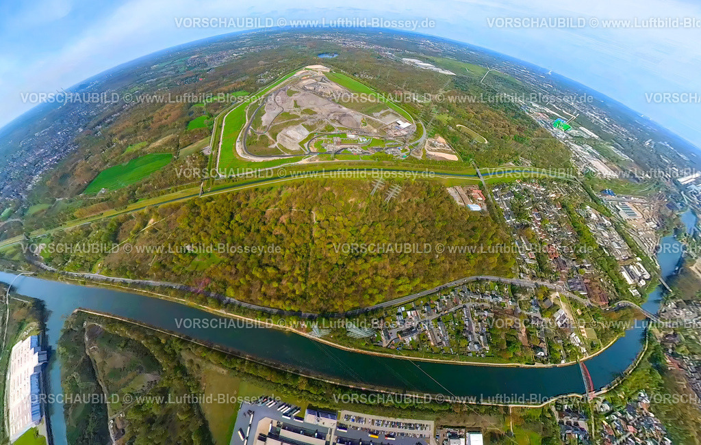 Herne230490079WanneDeponieEmscherbruch-topaz | Luftbild, Zentraldeponie Emscherbruch, Fluss Emscher, Rhein-Herne-Kanal, Resser Wäldchen, Erdkugel, Fisheye Aufnahme, Fischaugen Aufnahme, 360 Grad Aufnahme, Resser Mark, Gelsenkirchen, Ruhrgebiet, Nordrhein-Westfalen, Deutschland