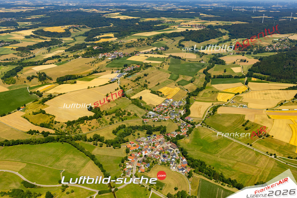 Aktuelles Luftbild von Kottspiel Bühlertann - Die Luftaufnahme wurde 2022 mittels UL-Flugzeug erstellt ( keine Drohne ) - hochauflösende Kamera-Systeme von  Canon -Beste Qualität - Für grossformatige Ausdrucke geeignet. Die Geschenkidee !