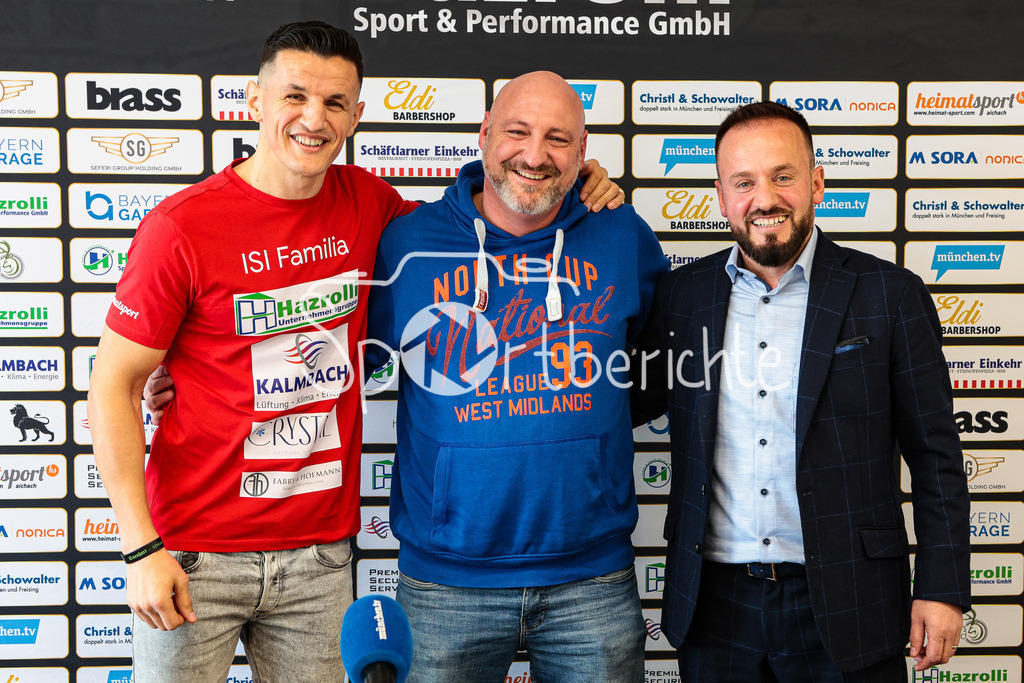 Profi - Box - Gala / Pressekonferenz  | v. l. Robin KRASNIQI, Richard KALMBACH und Burim HAZROLLI
