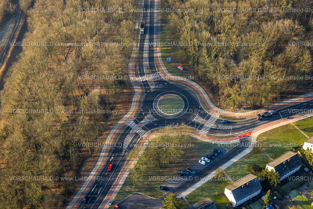 Hamm250201058Bockum-Hoevel | Luftbild, neuer Kreisverkehr Hammer Straße und Bülowstraße im Waldgebiet, Bockum-Hövel, Hamm, Ruhrgebiet, Nordrhein-Westfalen, Deutschland
