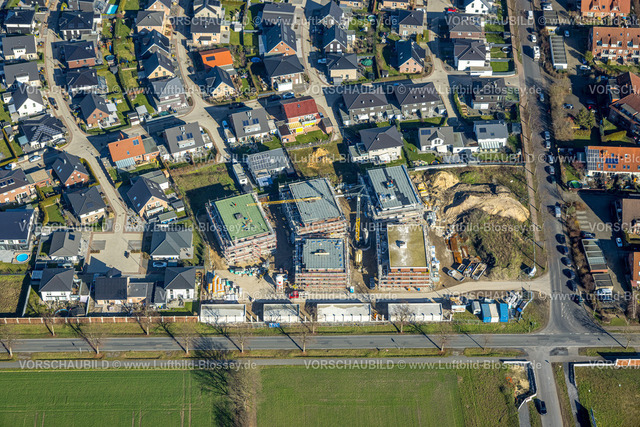 Olfen230206593 | Luftbild, Baustelle und Neubau Wohnhäuser an der Kökelsumer Straße Ecke Ächterheide, Olfen-Stadt, Olfen, Münsterland, Nordrhein-Westfalen, Deutschland
