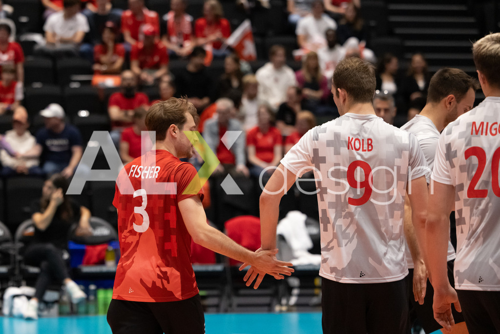 Luxembourg v Switzerland - CEV European League Men | KRIENS, SWITZERLAND - JUNE 12: JULIAN FISCHER of Switzerland during the CEV European League match between Luxembourg and Switzerland at Pilatus Arena on June 12, 2026 in Kriens, Switzerland. - Realisiert mit Pictrs.com