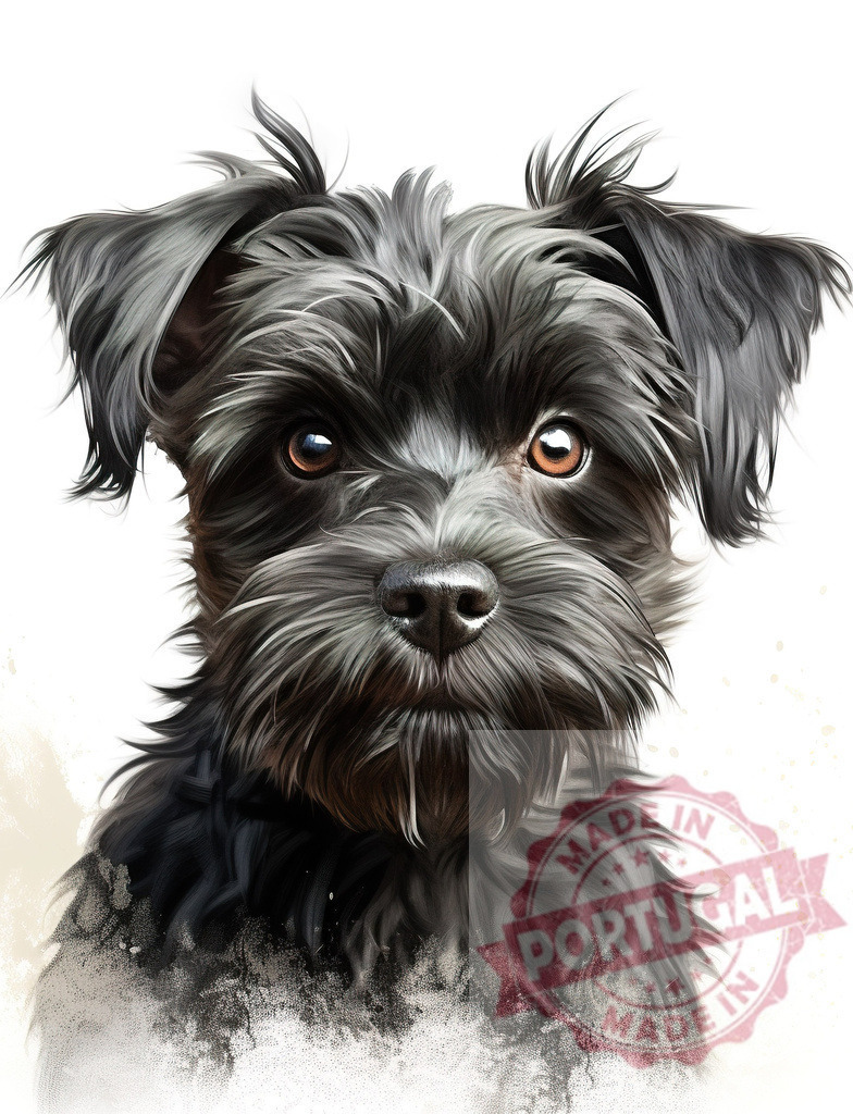 Black puppy portrait watching with expressive brown eyes | Professional artful dog portraits Black furry puppy looking directly at viewer with intense brown eyes - Realisiert mit Pictrs.com