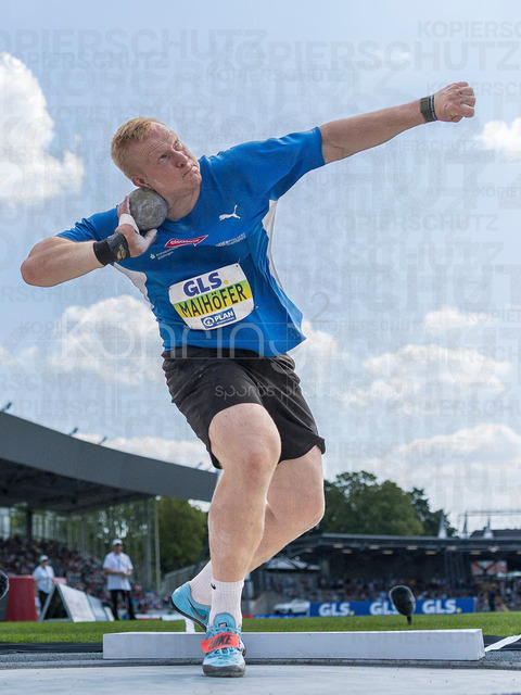 Deutsche Leichtathletik-Meisterschaften; Bochum-Wattenscheid, 25.07.2026 | Eric Maihöfer (VfL Sindelfingen), Kugelstossen; Deutsche Leichtathletik-Meisterschaften am 25.07.2026 im Lorheide-Stadion, Bochum-Wattenscheid (Nordrhein-Westfalen).