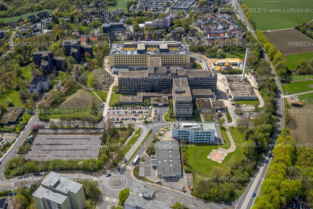 Velbert230407515 | Luftbild, Helios Klinikum Niederberg, Baustelle mit Neubau, Velbert, Ruhrgebiet, Nordrhein-Westfalen, Deutschland