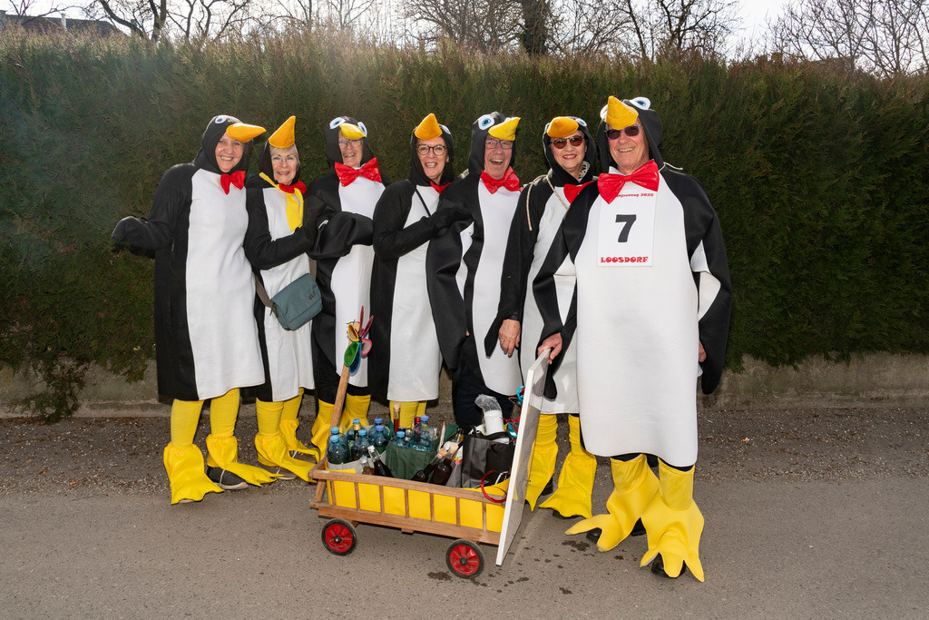 Umzug2025-011_8787 | Fotostrecke: FASCHINGSUMZUG 2025 in Loosdorf. 22 Masken(gruppen)-Teilnehmer: Loosdorfer Vereine, Wirtschaftstreibende, Gemeindeabordnungen sowie Kreditinstitute. rund 700 Besucher entlang der Hauptstrasse. Veranstaltungs-Sicherung durch Mannschaft der FF-Loosdorf mit schwerem Gerät. Maskenprämierung am EKZ-Platz durch Bgm. Thomas Vasku in den Kategorien: Bester Festwagen (Fa. gkonzept-Groissenberger; Beste Personengruppe-ASK-Loosdorf; Beste Einzelperson; Weiteste Anreise-FF Schollach;