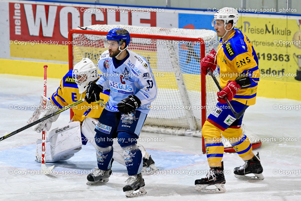 ESC Steindorf vs. EHC Althofen 22.2.2023 | #31 Horn Fabian, #57 Wilfan Franz, #18 Isopp Maximilian 