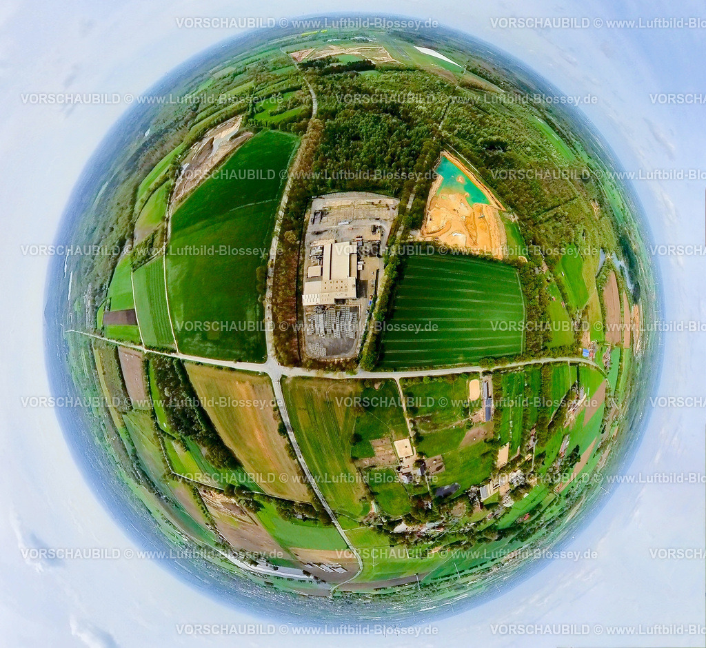 Bottrop240490119Kirchhellen | Luftbild, EGoS GmbH - Terra Preta - Pflanzenkohle24.de, Markt für Landwirtschaft und Gartenbedarf, inmitten von Wiesen und Feldern und Waldgebiet, Erdkugel, Fisheye Aufnahme, Fischaugen Aufnahme, 360 Grad Aufnahme, tiny world, little planet, fisheye Bild, Kirchhellen-Nord-West, Bottrop, Ruhrgebiet, Nordrhein-Westfalen, Deutschland