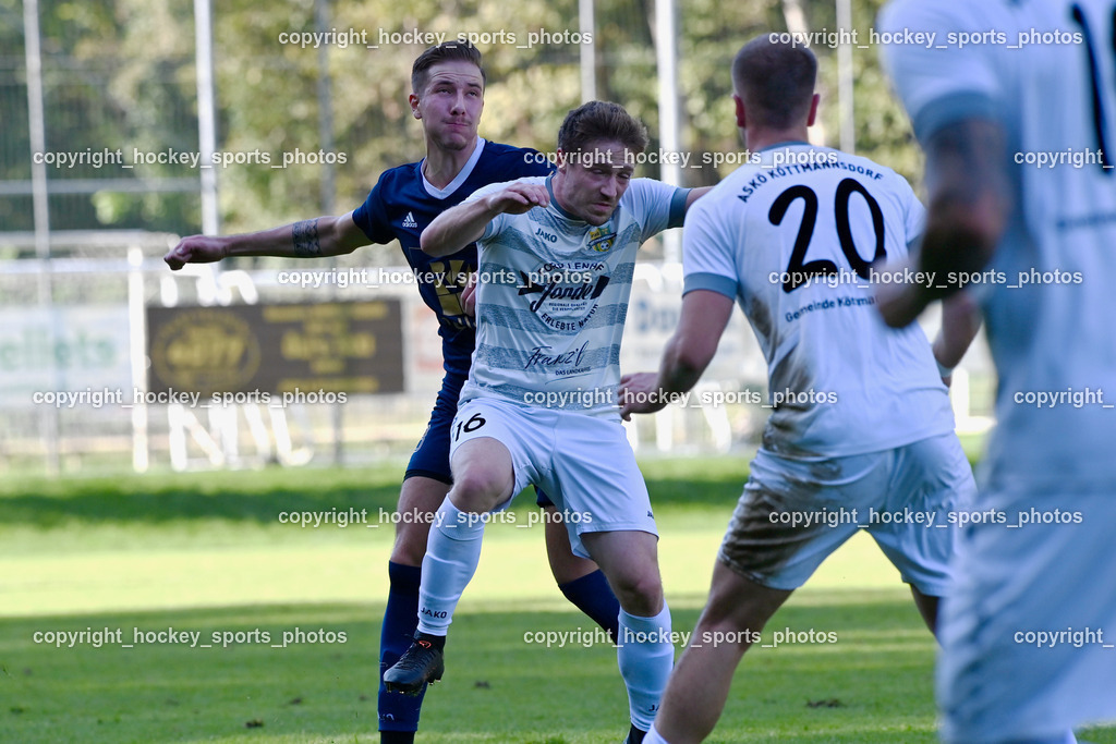 ATUS Velden vs. ASKÖ Köttmannsdorf 7.10.2023 | #8 Fabian Kopeinig ATUS Velden, #16 Nace Erzen Köttmannsdorf, ATUS Velden vs. ASKÖ Köttmannsdorf 7.10.2023, ATUS Velden vs. ASKÖ Köttmannsdorf am 07.10.2023 in Velden (Wald Arena Velden), Austria, (Photo by Bernd Stefan)