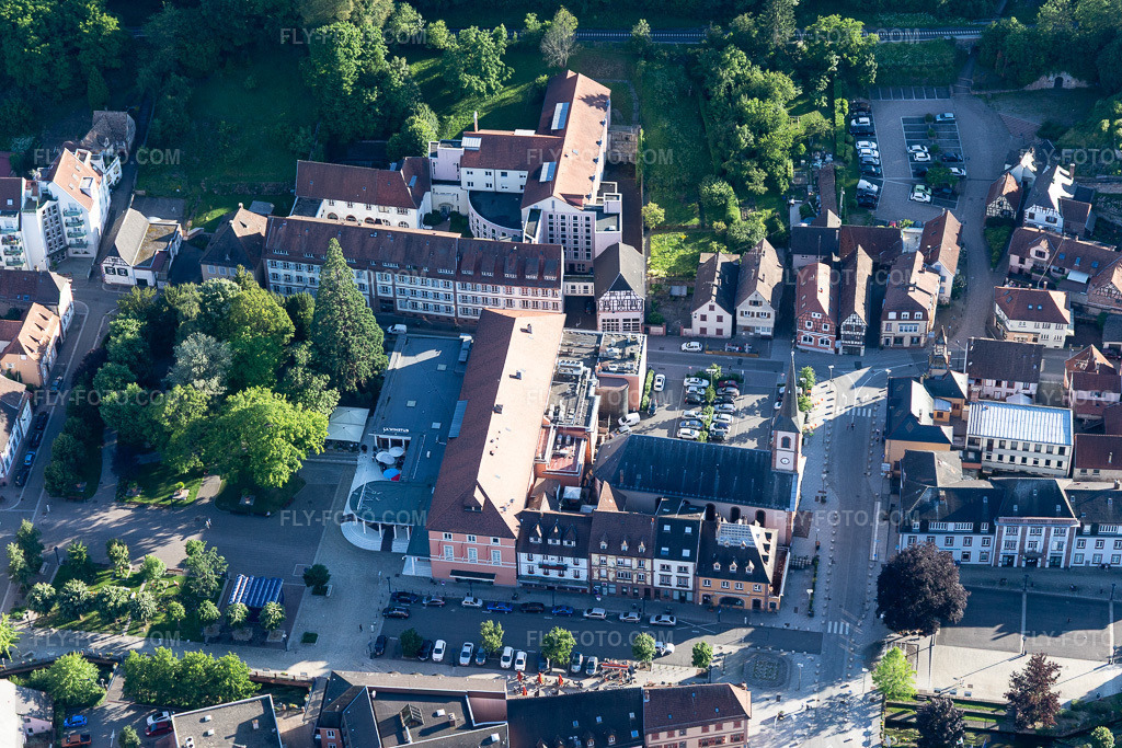Aerial view: View of the town in Niederbronn-les-Bains in the state Bas-Rhin, France.Photo: IMG_115409.jpg taken on 06/16/2019 by Werner Riehm/FLY-FOTO.comResolution of the original: 5472 x 3648 px