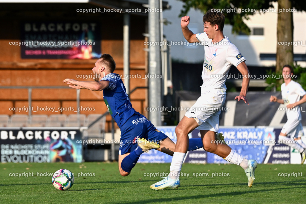 SAK vs. SV Dellach Gail | #7 Benedikt Kaltenhofer SV Dellach Gail, #11 Luka Jerin SAK, SAK vs. SV Dellach Gail, SAK vs. SV Dellach Gail am 14.08.2025 in Klagenfurt (Sportpark Welzenegg), Austria, (Photo by Bernd Stefan)