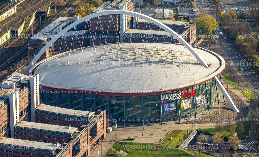 Koeln231104669 | Luftbild, Reihenhaus-Wohnsiedlung Stadtviertel Veedel Buchforst, umgeben von herbstlichen Laubbäumen, Buchforst, Köln, Rheinland, Nordrhein-Westfalen, Deutschland