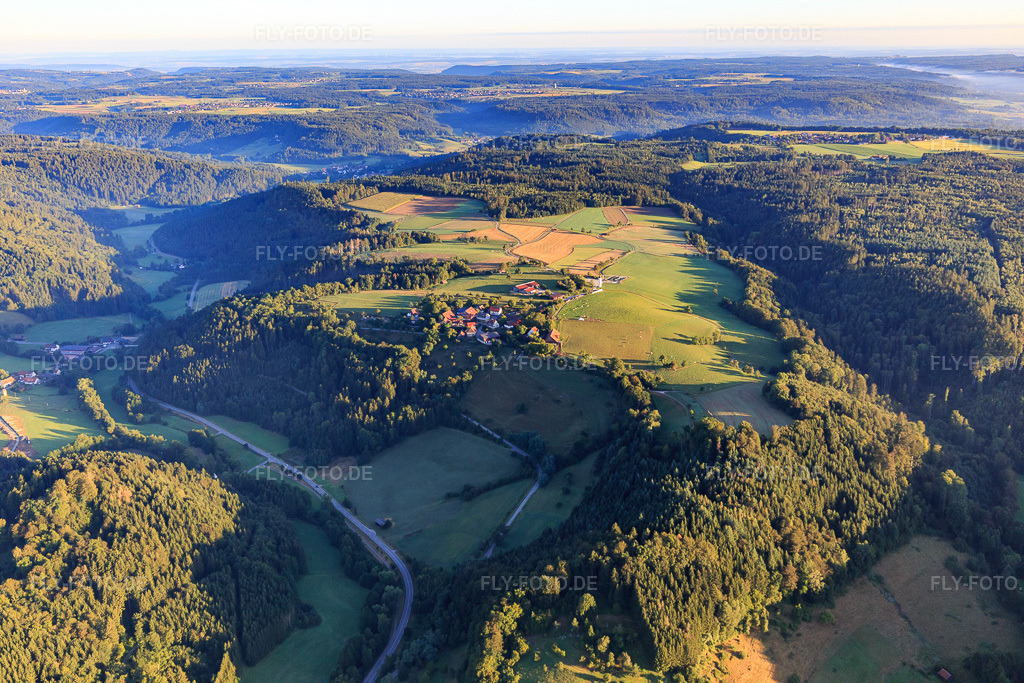 Luftbild: Ortsteil Kornberg auf der Hochebene im Ortsteil Ebersberg in Oberrot im Bundesland Baden-Württemberg in Deutschland. Foto: IMG_093722.jpg vom 23.08.2016 durch Werner Riehm/FLY-FOTO.de