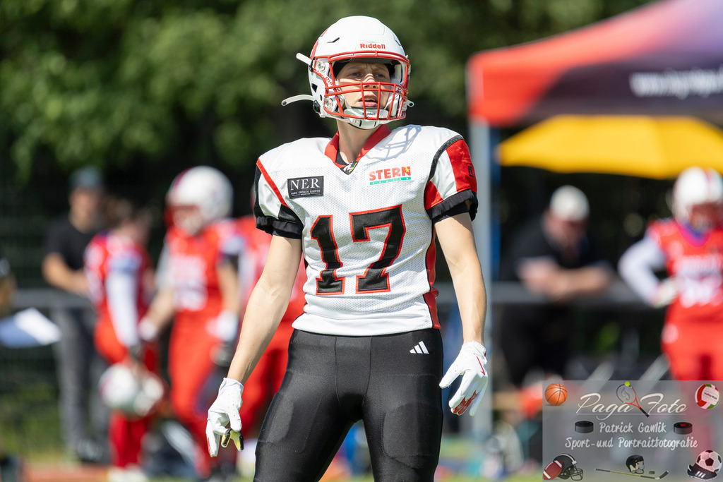 GFLW 1: German Football League Women 1: Rodgau Pioneers Ladies - Stuttgart Scorpions Sisters, 07.06.2026 | Pia Mende (Stuttgart Scorpions Sisters #17), Freisteller, Portrait / Porträt, Rodgau Pioneers Ladies - Stuttgart Scorpions Sisters, Rodgau, Maingau-Energie-Stadion "Am Weichsee", 7.6.2026 - Realisiert mit Pictrs.com